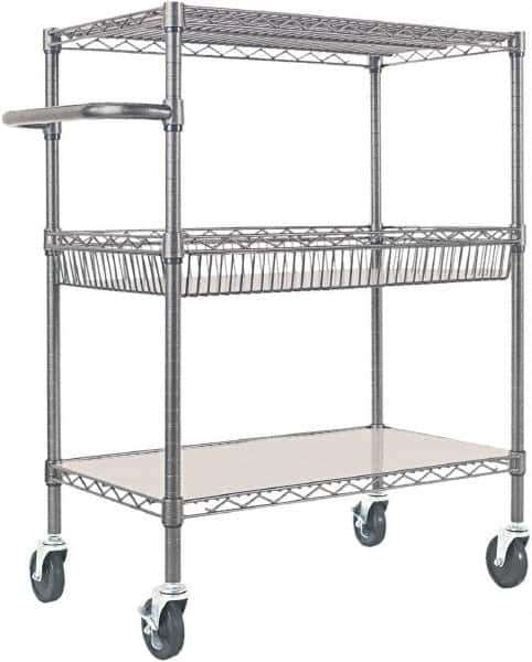 ALERA - 500 Lb Capacity, 34" Wide x 18" Long x 40" High Standard Utility Cart - 2 Shelf, Steel - Caliber Tooling