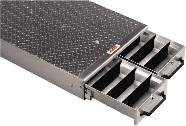 Jobox - 2 Compartment 2 Drawer Tool Cabinet - 24" Wide x 50" Deep x 6" High, Aluminum, Silver - Caliber Tooling