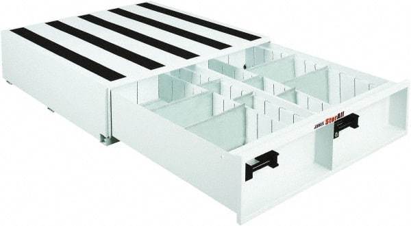 Jobox - 4 Compartment 1 Drawer Tool Cabinet - 48" Wide x 48" Deep x 9" High, Steel, White - Caliber Tooling