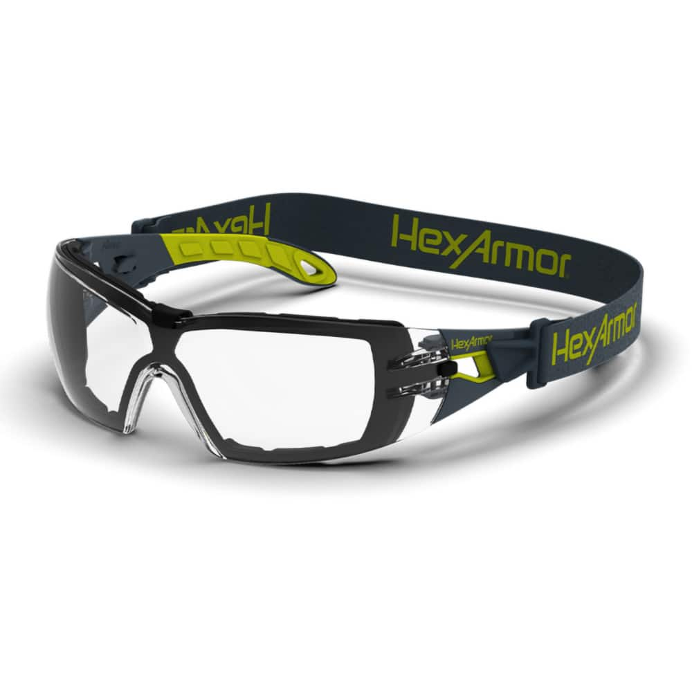 HexArmor - Safety Glasses; Type: Safety Glasses ; Lens Color Family: Clear ; Lens Color: Clear ; Lens Coating: Anti-Fog; Scratch Resistant ; Frame Style: Frameless ; Frame Color Family: Gray; Yellow - Exact Industrial Supply