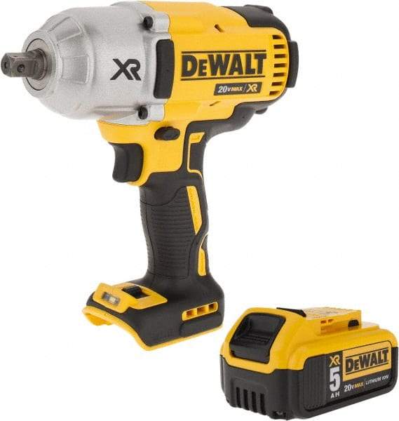 DeWALT - 1/2" Drive 20 Volt Mid-Handle Cordless Impact Wrench & Ratchet - 1,900 RPM, 0 to 2,400 BPM, 700 Ft/Lb Torque, 1 Lithium-Ion Battery Included - Caliber Tooling