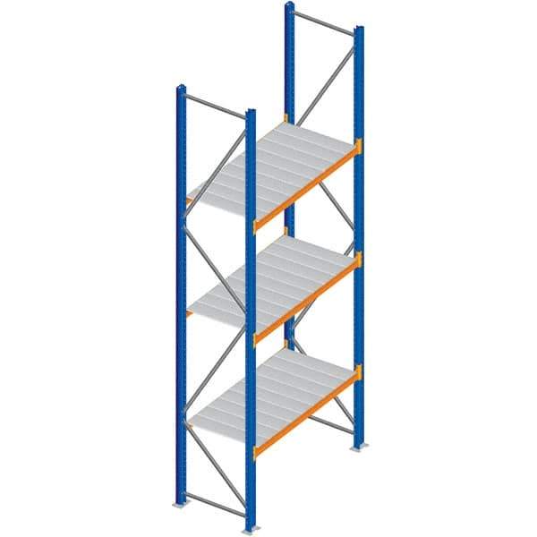 Interlake Mecalux - 1 Bay, 3 Shelf, 1,425 Lb per Level Capacity, Blue Bulk Storage Rack - 96" Wide x 144" High x 36" Deep - Caliber Tooling