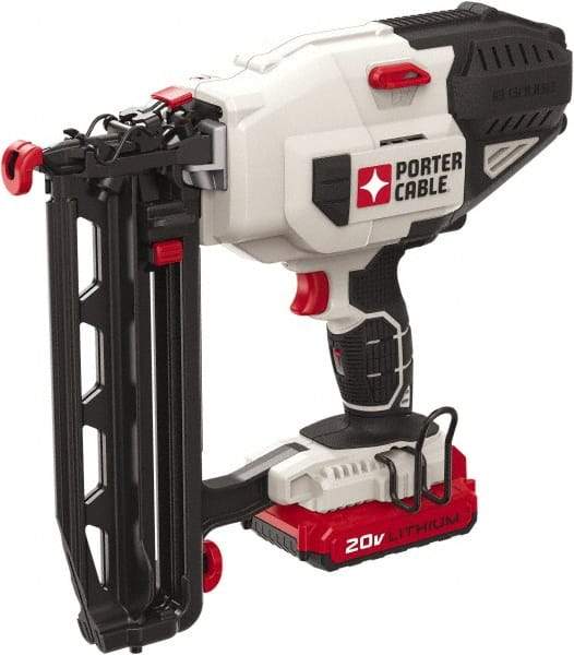 Porter-Cable - Cordless Finish Nailer Kit - 16 Gauge Nail Diam, 2-1/2" Long Nail, Lithium-Ion Batteries Included - Caliber Tooling