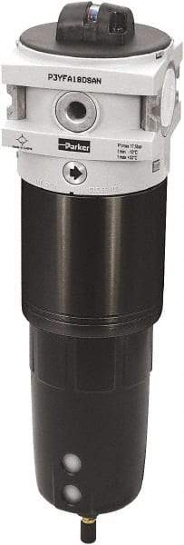 Parker - 1" Port Coalescing Filter - Polypropylene Bowl, Manual Drain, 254 Max psi, 0.01 Micron Rating, 3-1/2" Wide - Caliber Tooling