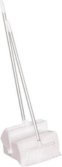 Remco - 14" Wide x 7-1/8" Deep x 47-1/2" High Upright Dustpan with Broom - Plastic Body, 37" Aluminum Handle, White - Caliber Tooling