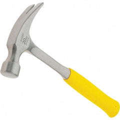 Stanley - 20 oz Head, Curved Claw Hammer - 12.91" OAL, Steel Head, 1.1" Face Diam, Smooth Face, Steel Handle with Grip - Caliber Tooling