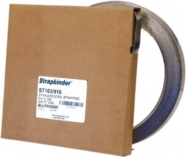 IDEAL TRIDON - Grade 304, Stainless Steel Banding Strap Roll - 1/2" Wide x 0.025" Thick - Caliber Tooling