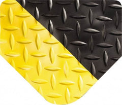 Wearwell - 12' Long x 4' Wide, Dry Environment, Anti-Fatigue Matting - Black with Yellow Borders, Vinyl with Urethane Sponge Base, Beveled on All 4 Sides - Caliber Tooling