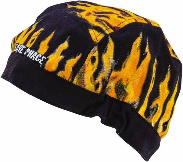 Save Phace - Size Universal, Flame Resistant Elastic Skull Cap - Black Flames Pattern, Cotton - Caliber Tooling