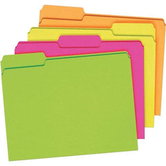 Pendaflex - 9-1/2 x 11-5/8", Letter Size, Assorted Glow, File Folders with Top Tab - 11 Point Stock, Assorted Tab Cut Location - Caliber Tooling