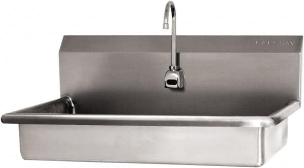 SANI-LAV - 27" Long x 16-1/2" Wide Inside, 1 Compartment, Grade 304 Stainless Steel ADA Hand Sink with Electronic Faucet - 16 Gauge, 30" Long x 20" Wide x 21-1/2" High Outside, 5-1/2" Deep - Caliber Tooling