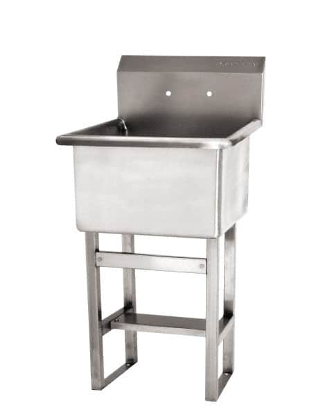 SANI-LAV - 24" Long x 24" Wide Inside, 1 Compartment, Grade 304 Stainless Steel ADA Hand Sink with Electronic Faucet - 14 Gauge, 27" Long x 27-1/2" Wide x 48" High Outside, 12" Deep - Caliber Tooling