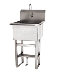 SANI-LAV - 24" Long x 24" Wide Inside, 1 Compartment, Grade 304 Stainless Steel Utility Sink Double Foot Pedal Valve - 14 Gauge, 27" Long x 27-1/2" Wide x 48" High Outside, 12" Deep - Caliber Tooling