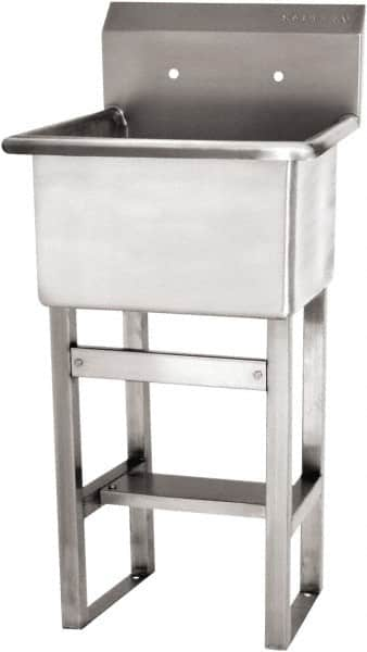 SANI-LAV - 18" Long x 18" Wide Inside, 1 Compartment, Grade 304 Stainless Steel Utility Sink Single Foot Pedal Valve - 14 Gauge, 21" Long x 20-1/2" Wide x 48" High Outside, 12" Deep - Caliber Tooling