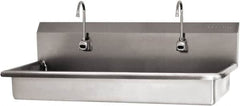 SANI-LAV - 45" Long x 16-1/2" Wide Inside, 1 Compartment, Grade 304 Stainless Steel (3) Person ADA Wash-Station with Electronic Faucet - 16 Gauge, 48" Long x 20" Wide x 21-1/2" High Outside, 5-1/2" Deep - Caliber Tooling