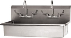 SANI-LAV - 37" Long x 16-1/2" Wide Inside, 1 Compartment, Grade 304 Stainless Steel (2) Person Wash-Station with Manual Faucet - 16 Gauge, 40" Long x 20" Wide x 18" High Outside, 8" Deep - Caliber Tooling