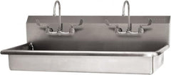 SANI-LAV - 45" Long x 16-1/2" Wide Inside, 1 Compartment, Grade 304 Stainless Steel (3) Person ADA Wash-Station with Electronic Faucet - 16 Gauge, 48" Long x 20" Wide x 21-1/2" High Outside, 5-1/2" Deep - Caliber Tooling