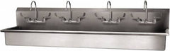 SANI-LAV - 77" Long x 16-1/2" Wide Inside, 1 Compartment, Grade 304 Stainless Steel (4) Person Wash-Station with Manual Faucet - 16 Gauge, 80" Long x 20" Wide x 18" High Outside, 8" Deep - Caliber Tooling