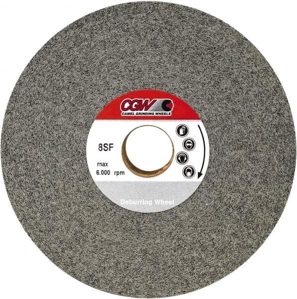 Camel Grinding Wheels - 8" Diam, 1" Face Width, 3" Center Hole, Fine Grade, Silicon Carbide Deburring Wheel - Convolute, Hard Density 9 Grade, 4,500 RPM - Caliber Tooling