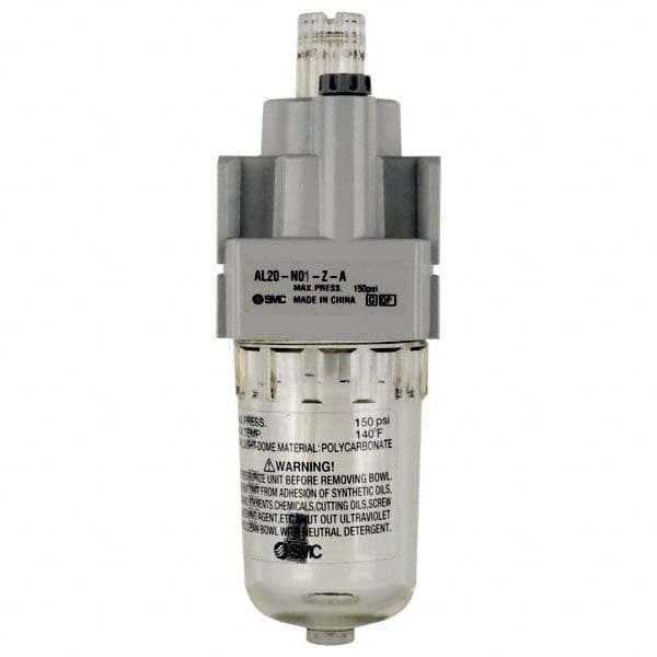 Lubricators; Lubricator Type: Standard; Port Size: 1/8 NPT; End Connections: NPT; Overall Height: 115 mm; Overall Width: 50 mm; Body Material: Aluminum Die Cast; Overall Diameter: 40 mm; Bowl Material: Polycarbonate; Minimum Working Temperature: -5  ™C; C