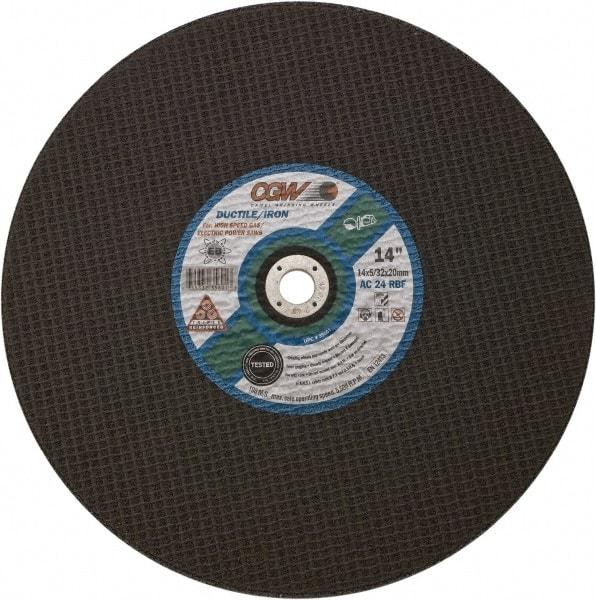 Camel Grinding Wheels - 14" 24 Grit Aluminum Oxide Cutoff Wheel - 5/32" Thick, 1" Arbor, 4,400 Max RPM - Caliber Tooling