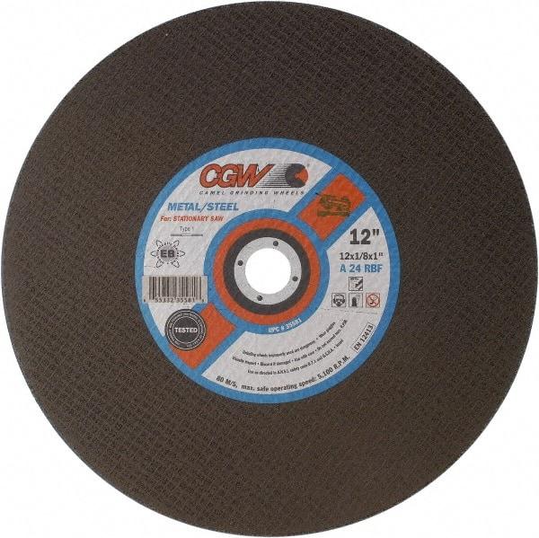 Camel Grinding Wheels - 12" 24 Grit Aluminum Oxide Cutoff Wheel - 1/8" Thick, 1" Arbor, 5,100 Max RPM - Caliber Tooling