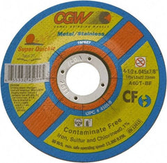 Camel Grinding Wheels - 4-1/2" 60 Grit Aluminum Oxide Cutoff Wheel - 0.045" Thick, 5/8-11 Arbor, 13,300 Max RPM - Caliber Tooling