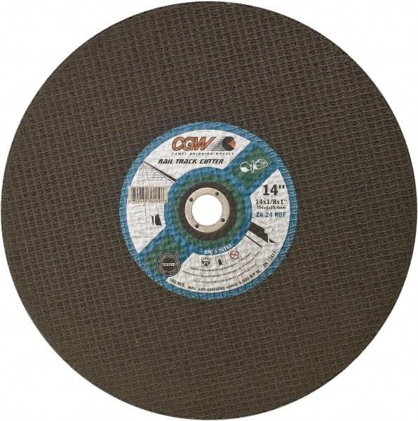 Camel Grinding Wheels - 14" 24 Grit Aluminum Oxide Cutoff Wheel - 1/8" Thick, 1" Arbor, 5,500 Max RPM - Caliber Tooling