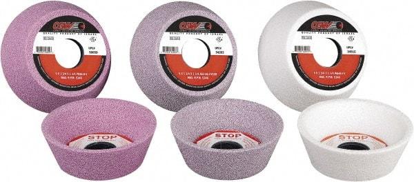 Camel Grinding Wheels - 4" Diam, 1-1/4" Hole Size, 1-1/2" Overall Thickness, 46 Grit, Type 11 Tool & Cutter Grinding Wheel - Medium Grade, Aluminum Oxide, K Hardness, Vitrified Bond - Caliber Tooling