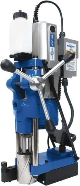 Hougen - 3/4" Chuck, 4" Travel, Portable Magnetic Drill Press - 70, 120, 200 & 332 RPM, 6.75 Amps, 1553 Watts, 230 Volts, 2' Cord Length - Caliber Tooling