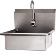 SANI-LAV - 19" Long x 15-1/2" Wide Inside, 1 Compartment, Grade 304 Stainless Steel Hand Sink Wall Mount with Electronic Faucet - 16 Gauge, 23" Long x 20" Wide x 20-1/2" High Outside, 5" Deep - Caliber Tooling