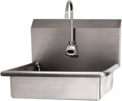 SANI-LAV - 16" Long x 12-1/2" Wide Inside, 1 Compartment, Grade 304 Stainless Steel Hand Sink Wall Mount with Electronic Faucet - 16 Gauge, 19" Long x 16" Wide x 20-1/2" High Outside, 6" Deep - Caliber Tooling