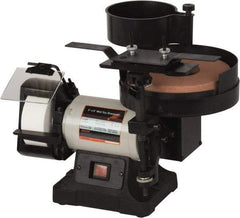 Enco - 5 & 8" Wheel Diam x 1 & 2" Wheel Width, 1/3 hp Wet/Dry Grinder - 3/4" Arbor Hole Diam, 1 Phase, 380 & 3,450 Max RPM, 120 Volts - Caliber Tooling