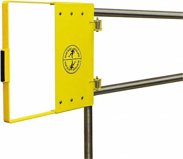 FabEnCo - Powder Coated Carbon Steel Self Closing Rail Safety Gate - Fits 42 to 48" Clear Opening, 1-1/2" Wide x 22" Door Height, 33 Lb, Yellow - Caliber Tooling