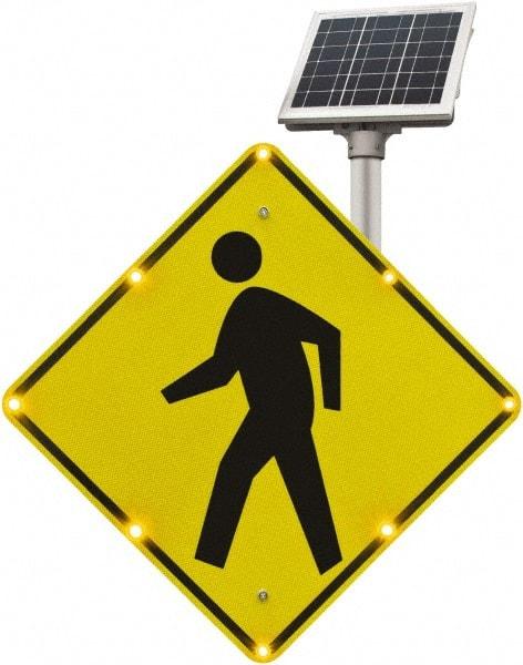 TAPCO - "Pedestrian Crossing", 36" Wide x 36" High, Aluminum Pedestrian Crossing Signs - 0.08" Thick, Fluorescent Yellow, Black, Diamond Grade Reflectivity, Diamond, Post Mount - Caliber Tooling