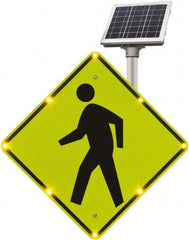 TAPCO - "Pedestrian Crossing", 48" Wide x 48" High, Aluminum Construction Roadway Signs - 0.08" Thick, Fluorescent Yellow, Green, Black, Diamond Grade Reflectivity, Diamond, Post Mount - Caliber Tooling