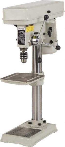 Enco - 254mm Swing, Step Pulley Drill Press - 5 Speed, 1/2 hp, Single Phase - Caliber Tooling