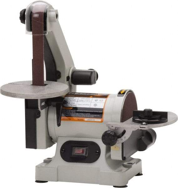 Enco - 30 Inch Long x 1 Inch Wide Belt, 5 Inch Diameter, Vertical Combination Sanding Machine - 3,340 Ft./min Belt Speed, 1/3 HP, Single Phase - Caliber Tooling