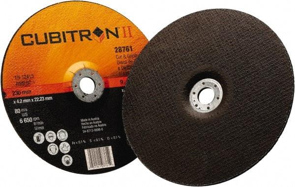 3M - 36 Grit, 9" Wheel Diam, 1/8" Wheel Thickness, 7/8" Arbor Hole, Type 27 Depressed Center Wheel - Ceramic, 6,650 Max RPM - Caliber Tooling