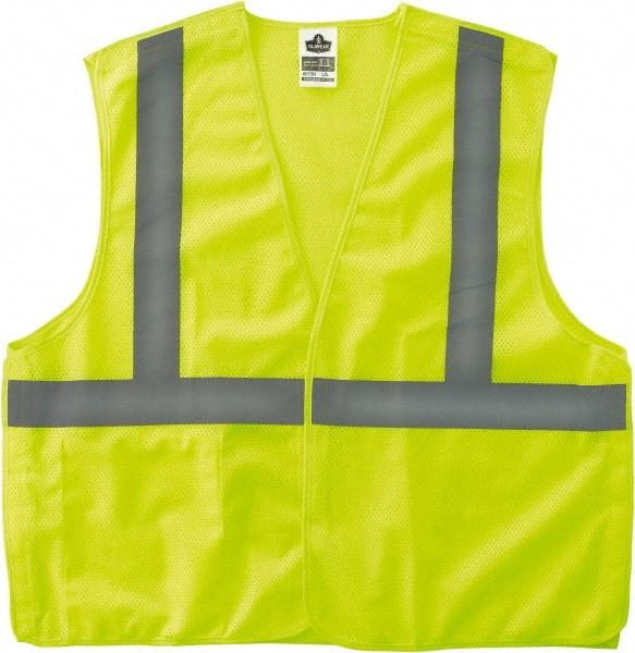 Ergodyne - Size 4X/5XL High Visibility Lime Mesh Breakaway Vest - 58 to 64" Chest, ANSI/ISEA 107, Hook & Loop Closure, 1 Pocket, Polyester - Caliber Tooling