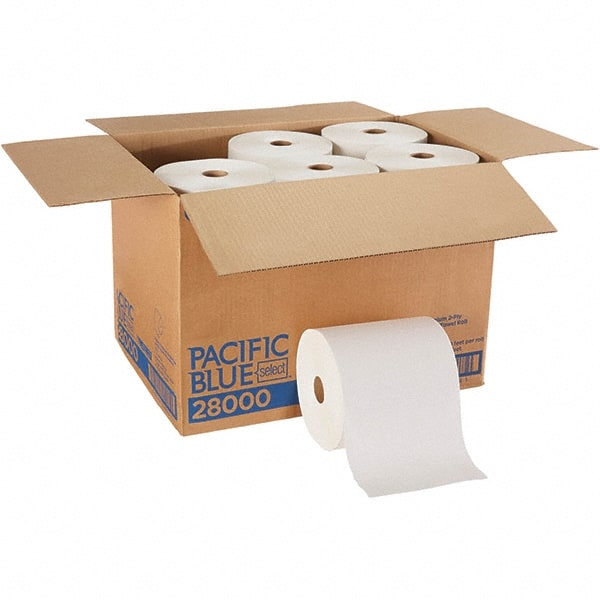 Paper Towels: Hard Roll, 12 Rolls, Roll, 2 Ply, White 350' Roll Length, 4,200 Sheets