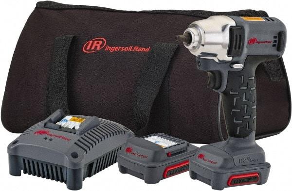 Ingersoll-Rand - 1/4" Drive 12 Volt Pistol Grip Cordless Impact Wrench & Ratchet - 2,700 RPM, 3,300 BPM, 100 Ft/Lb Torque, 2 Lithium-Ion Batteries Included - Caliber Tooling