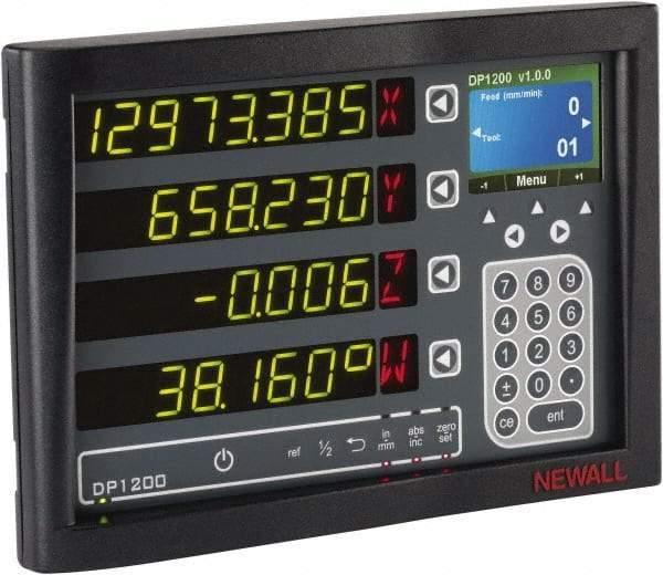 Newall - 2 Axis, 12" X-Axis Travel, 200" Z-Axis Travel, Lathe DRO System - 5µm/10µm Resolution, 10µm Accuracy, Digital Display - Caliber Tooling