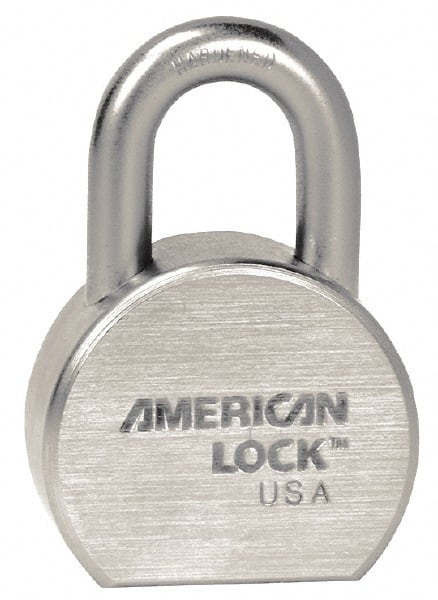 Padlock: Steel, Keyed Alike, 2-1/2″ Wide, Satin Chrome & Triple-Plated 7/16″ Shackle Dia, 15/16″ Shackle Width, 1-1/16″ Shackle Height