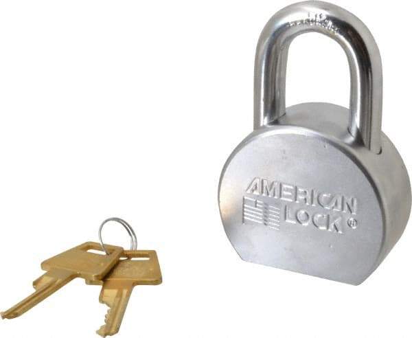 American Lock - 1-1/16" Shackle Clearance, Keyed Different A700 Padlock - 7/16" Shackle Diam, Steel, with Satin Chrome, Triple Plated Finish - Caliber Tooling