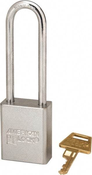 American Lock - 3" Shackle Clearance, Keyed Different A5102 Padlock - 1/4" Shackle Diam, Steel - Caliber Tooling