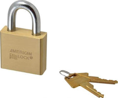 American Lock - 1-1/8" Shackle Clearance, Keyed Different A5570 Padlock - 3/8" Shackle Diam, Steel & Brass, with Solid Extruded Brass Finish - Caliber Tooling