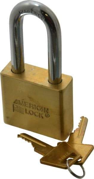 American Lock - 2" Shackle Clearance, Keyed Alike A5571 Padlock - 3/8" Shackle Diam, Steel & Brass, with Solid Extruded Brass Finish - Caliber Tooling