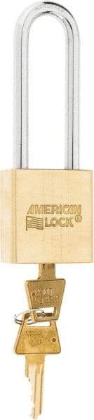 American Lock - 3" Shackle Clearance, Keyed Alike A5562 Padlock - 5/16" Shackle Diam, Steel & Brass, with Solid Extruded Brass Finish - Caliber Tooling