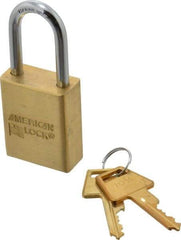 American Lock - 1-1/2" Shackle Clearance, Keyed Different A5531 Padlock - 1/4" Shackle Diam, Steel & Brass, with Solid Extruded Brass Finish - Caliber Tooling